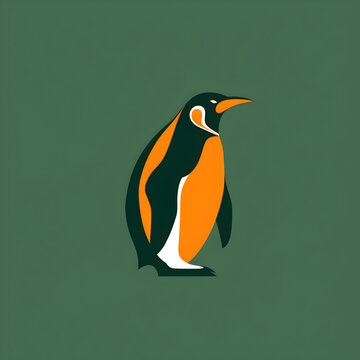 A logo illustration of a penguin on a green background. Created with generative AI.