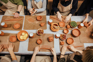 handmade clay potter making with hands