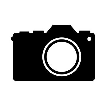camera icon in flat style black and white