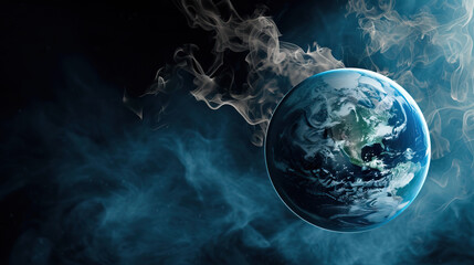 Concept illustration on global warming and climate change. The depletion of the ozone layer and its impact on Earth