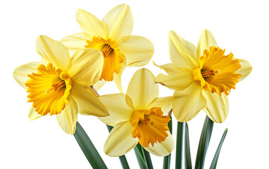 Spring Daffodil Bouquet on white background