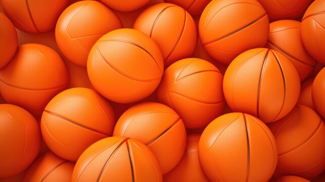 Background with basketballs in Tangerine color