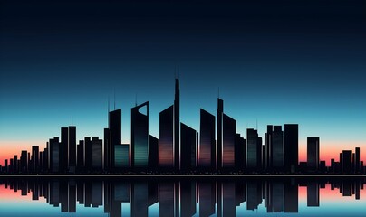 Abstract City  at Twilight. Background, backdrop, banner