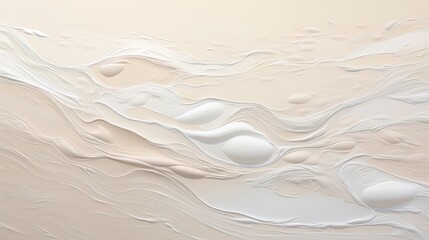 Obraz premium a very flat and white layer of white paint on the sand, in the style of flowing brushwork, birds-eye-view, 32k uhd, blink-and-you-miss-it detail, detailed imagery, flat surfaces, atmospheric imagery, 