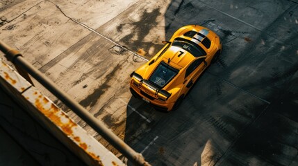 Aerial View of a Racing Car on a Racing Track Captured by Generative AI