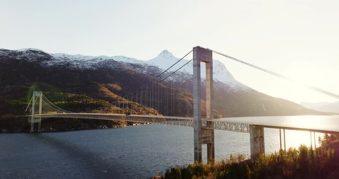 Skjombrua Bridge Amidst Winter Glow: Norway's Scenic Splendor