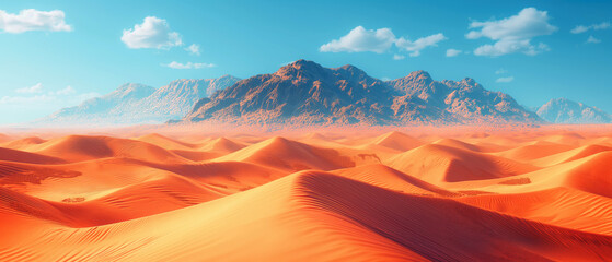 Sandy Sahara Desert, Morocco, Africa. Bright banner and travel concept.