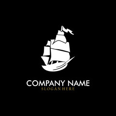 Sailing ship illustration on logo badge.