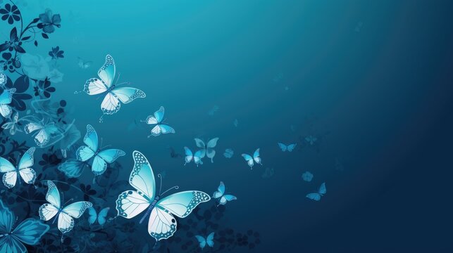  Background with butterflies in Arctic Blue color