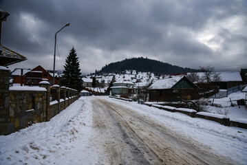 Winter landscape in the Ukrainian Carpathians
