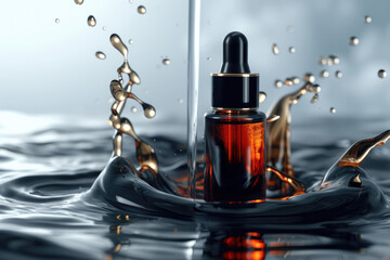 Serum glass bottle and skincare. cosmetic concept. Generative AI