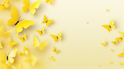 Background with butterflies in Lemon Yellow color