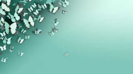 Background with butterflies in Mint color.
