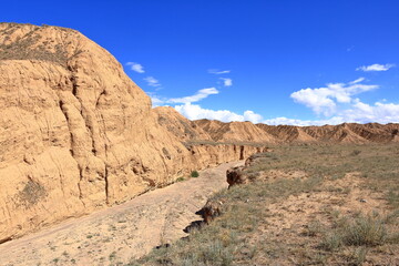 Fototapeta na wymiar canyon formation at the Issyk Kul Lake in Aksai, Aksay, Kyrgyzstan