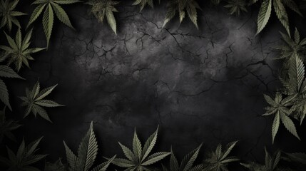 Background with Charcoal marijuana leaves
