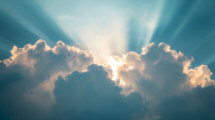 Sunlight Shining Through Clouds in the Sky - obrazy, fototapety, plakaty