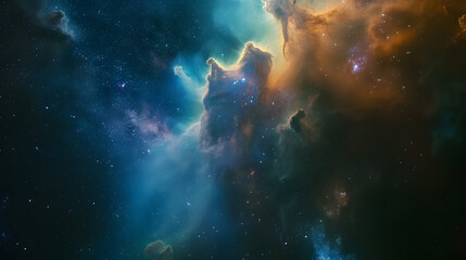 Fototapeta na wymiar Starry Space Scene With Clouds