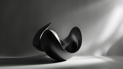 Curved Abstract Object in Black and White