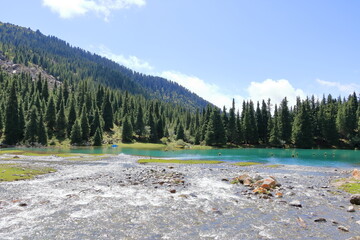 Suttuu Bulak mountain lake in kyrchyn gorge in the north of Kyrgyzstan, Central Asia