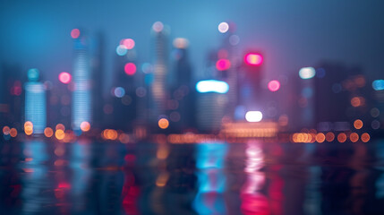 Fototapeta na wymiar Blurry City at Night