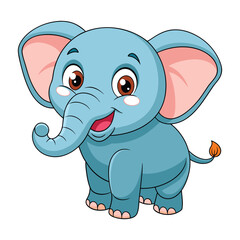 Funny elephant cartoon on white
