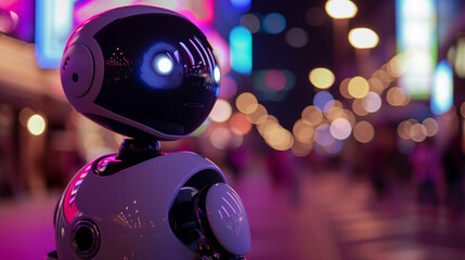 Close-Up of Robot on City Street