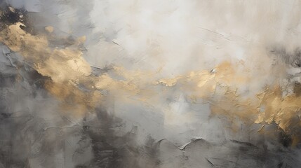 Obraz premium abstract canvas with impasto technique, layering shades of slate and cream, offset by a dark abyss and a flicker of golden light