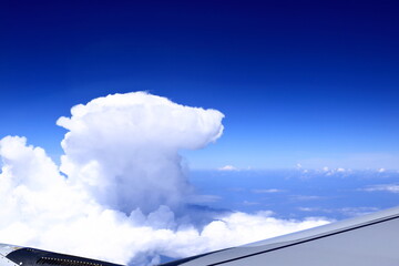 Mount Elbrus, Caucasus. View from the window of airplane
