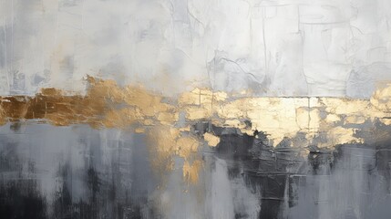 abstract canvas with impasto technique, layering shades of slate and cream, offset by a dark abyss and a flicker of golden light