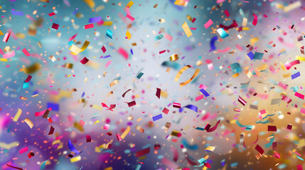 Colorful Confetti on Blue and Purple Background