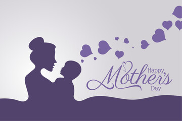 Happy mothers day mom and child affection greeting design