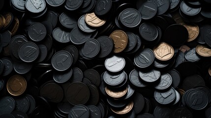 Background with coins is Black color - obrazy, fototapety, plakaty