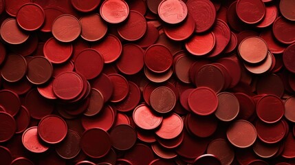  Background with coins is Cherry Red color. - obrazy, fototapety, plakaty