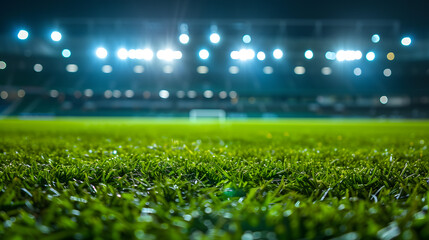Soccer Field With Background Lights - obrazy, fototapety, plakaty