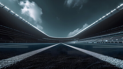 Empty Stadium With Sky Background - obrazy, fototapety, plakaty