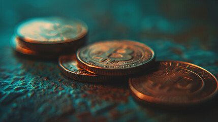 Close-Up of Two Coins on Table