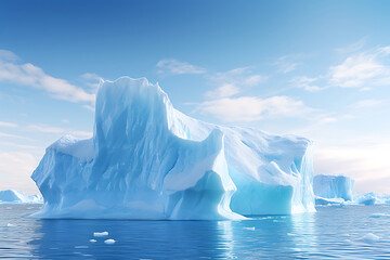 Iceberg floating in the ocean. 3D illustration. Global warming concept