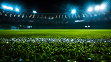 Brightly Lit Green Stadium at Night