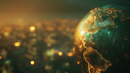 Close-Up of Earth With City in Background - obrazy, fototapety, plakaty