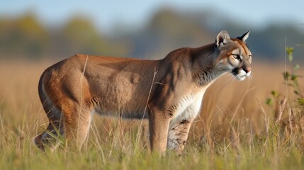 Predatory cougar animals in their natural habitat. Beautiful creatures Generative AI