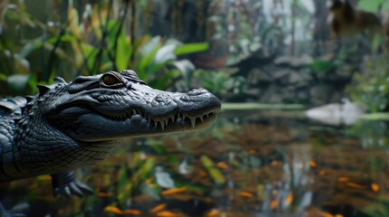 Obraz premium Predatory crocodile animals in their natural habitat. Beautiful creatures Generative AI
