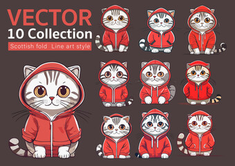 Scottish fold  Line art style illustrator Vector 