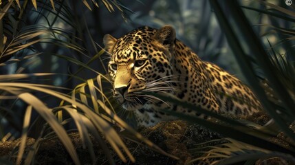 Predatory leopard animals in their natural habitat. Beautiful creatures Generative AI