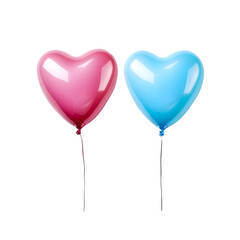 Pink and Blue Heart Shape Balloon Isolated on Transparent Background. Generative AI