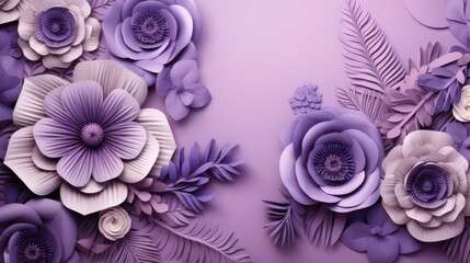 Background with different flowers in Lavender color