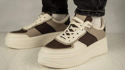Modern sneakers. Fashionable stylish sports casual shoes.
