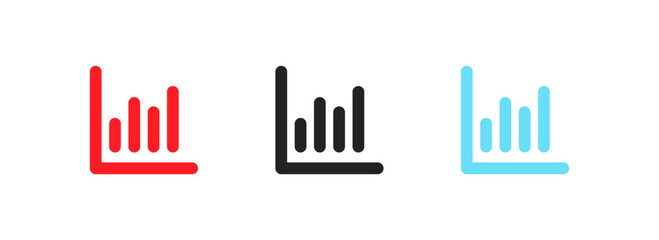 Graph button icons. Flat, color, set of buttons graphics icon, trading design. Vector icons