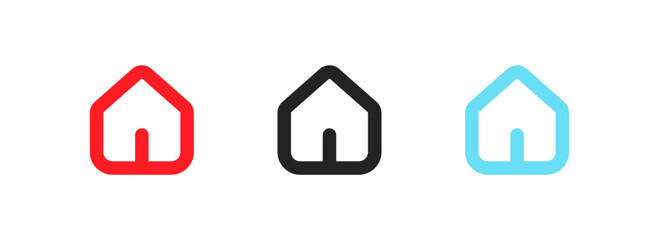 House icons set. Flat, set of house icons, filled house buttons. Vector icons
