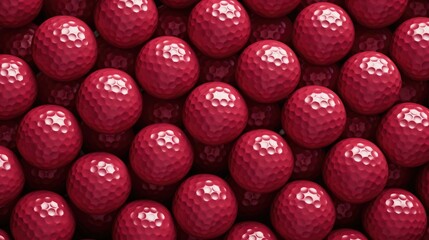Background with golf balls in Cherry Red color - obrazy, fototapety, plakaty