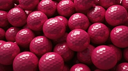 Background with golf balls in Ruby color. - obrazy, fototapety, plakaty